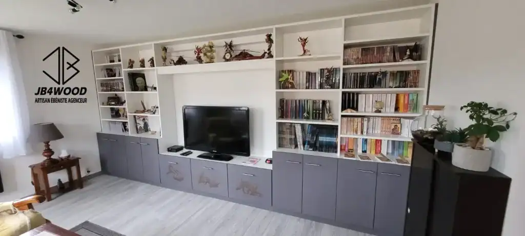 Bibliothèque Toute Hauteur sur Mesure — Réalisation sur mesure JB4WOOD ébéniste artisan
