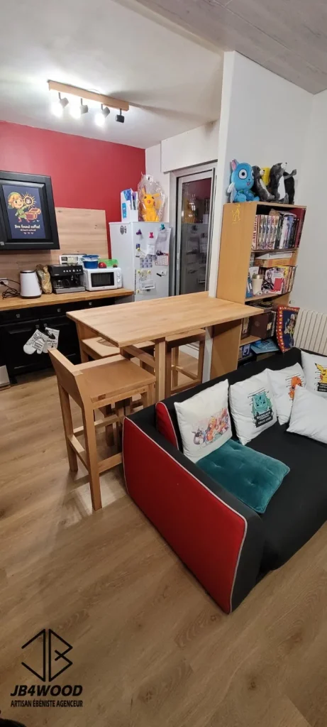 Agencement tabourets et petite table bois — JB4WOOD