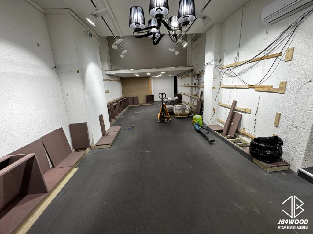 Chantier librairie agencement bibliothèque sur mesure — JB4WOOD ébéniste agenceur Auvergne