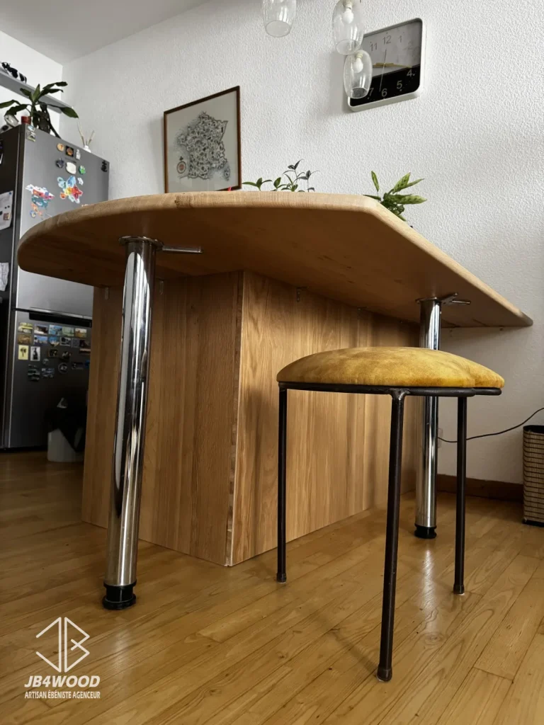 Détail tranche plan de travail bois massif chêne — JB4WOOD ébéniste