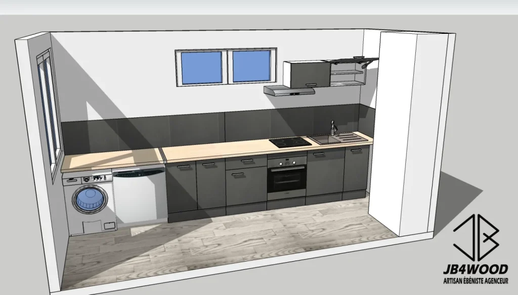 Plan 3d conception de cuisine appartement location — JB4WOOD