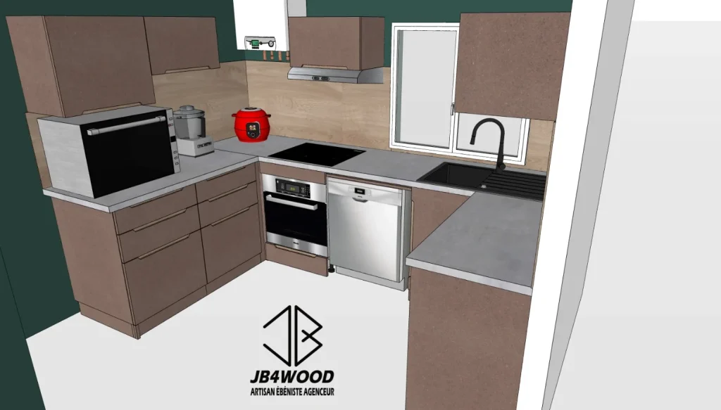 Plan 3d cuisine sur mesure en bois — JB4WOOD