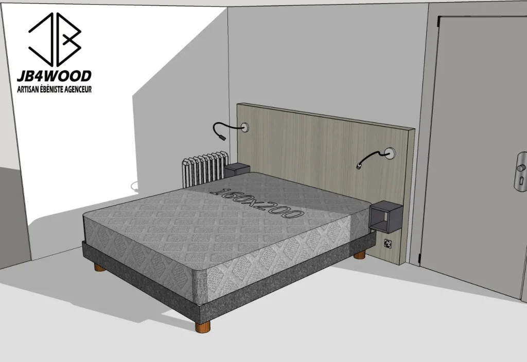 Plan 3d tête de lit en bois — JB4WOOD