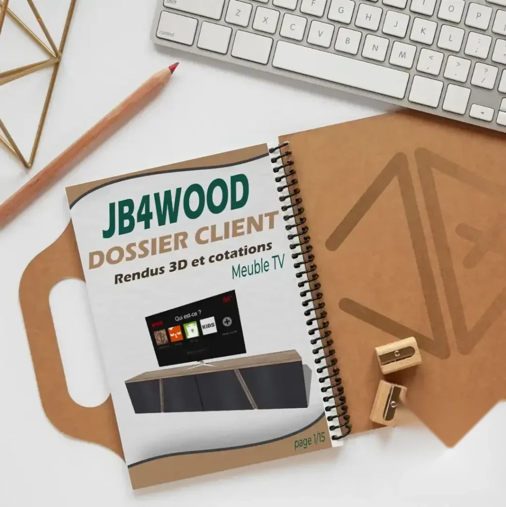 Dossier client JB4WOOD relié : rendus 3D et cotations remis avant fabrication